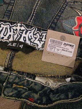 Zumiez Blue Embroidered Jeans with Snake Detail